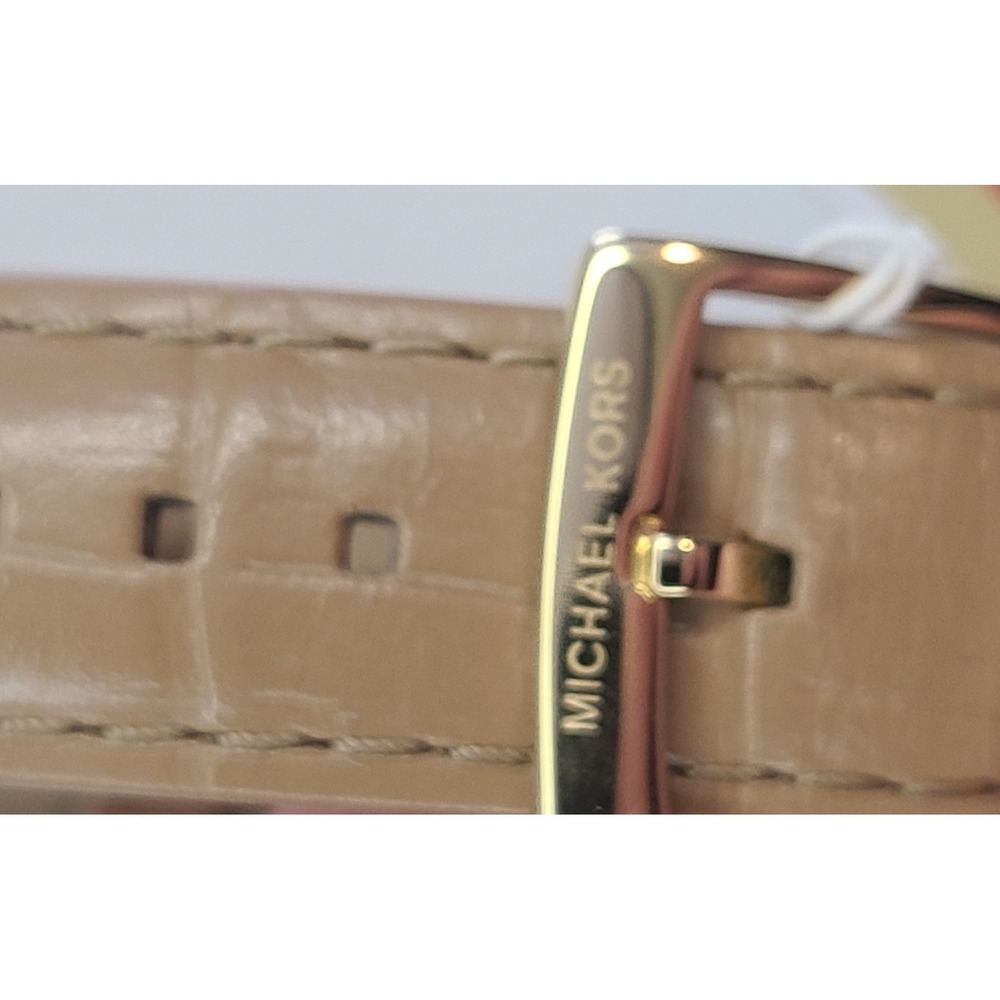Michael Kors Sage Three-Hand Peanut Croco‎ Embossed Leather Watch 38 mm New - Picture 4 of 8